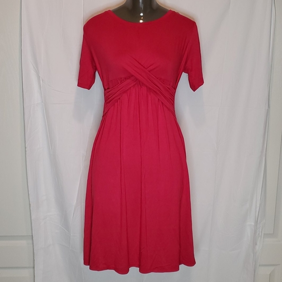 Isabel Maternity by Ingrid & Isabel Women's Rosey Pink Ruched Front Tshirt Dress - Picture 2 of 5